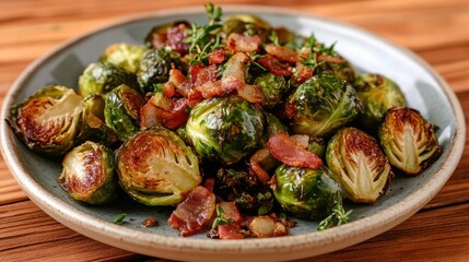 Wall Mural - Delectable Roasted Brussels Sprouts with Savory Bacon Bites