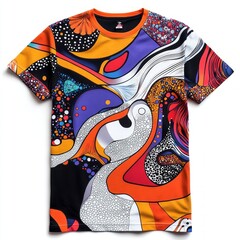 Canvas Print - Colorful abstract patterned t-shirt design.