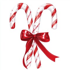 Sticker - Two candy canes tied with a red bow, symbolizing festive celebrations.