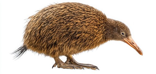 A detailed image of a kiwi bird showcasing its unique features and textures, ideal for nature and wildlife enthusiasts.