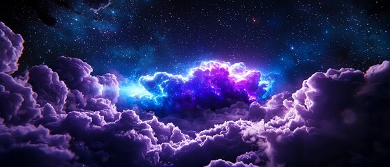 Wall Mural - A breathtaking view of colorful clouds illuminated by cosmic light, creating a stunning celestial scene.