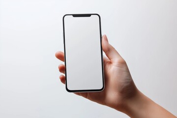 Hand Holding Smartphone Mockup Isolated created with Generative AI