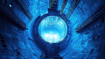 Wall Mural - Glowing Cherenkov radiation in nuclear reactor