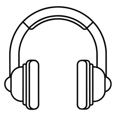 Headphone symbol line art type  vector illustration 