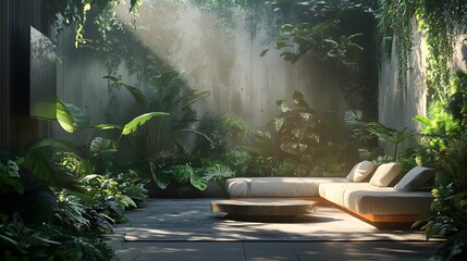 Wall Mural - beautiful view of Modern Tropical Garden Oasis