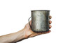 © Michael - Hand holding a tin cup on transparent background