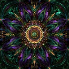 Wall Mural - a very colorful and intricate design with a lot of green. ai.