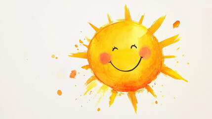 Wall Mural - Happy Watercolor Sun.