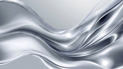 Wall Mural - Elegant gray and silver wave abstract vector background with fluid curves and modern design elements, ideal for contemporary digital art, web graphics, and professional presentations