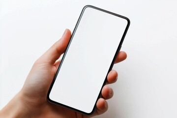 Hand Holding Smartphone Mockup Isolated created with Generative AI