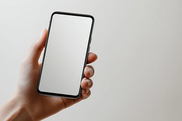 Hand Holding Smartphone Mockup Isolated created with Generative AI