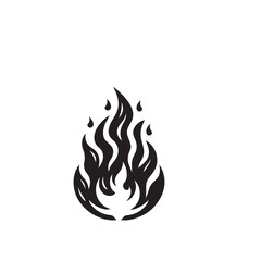 Fire flame silhouette. Fire flame vector design isolated on white background. Fire flame icon, logo.