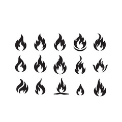 Fire flame silhouette. Fire flame vector design isolated on white background. Fire flame icon, logo.