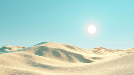 Wall Mural - Rolling desert sand dunes under bright sun and clear blue sky