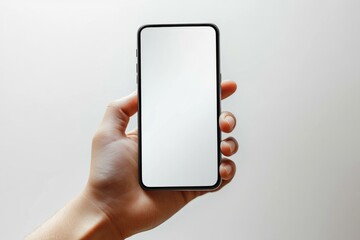 Hand Holding Smartphone Mockup Isolated created with Generative AI