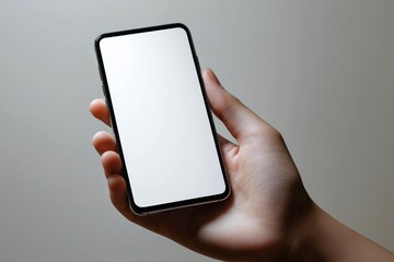 Hand Holding Smartphone Mockup Isolated created with Generative AI