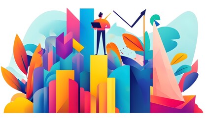 Wall Mural - Stylized Abstract Representation of Brand Positioning Strategies Highlighting Strategic Planning and Market Differentiation