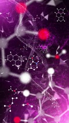 Poster - chemistry abstract hexagon molecule bonds and dna chain colorful loop vertical animation.