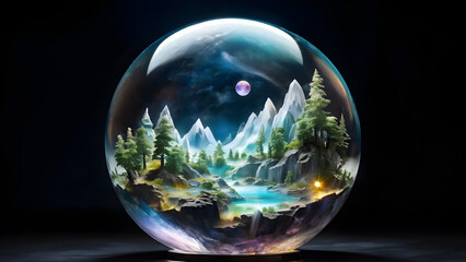 Fantasy World Inside a Crystal Ball