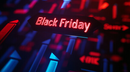 A dramatic sale banner with bold, high-contrast  Black Friday