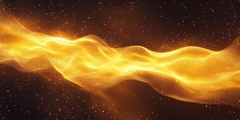 Wall Mural - Abstract Golden Wave, Digital Art.