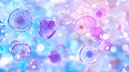 Wall Mural - Abstract Virus Bubbles Blue Purple Background