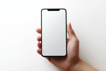 Hand Holding Smartphone Mockup Isolated created with Generative AI