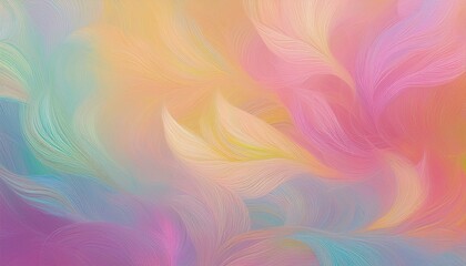 Wall Mural - an abstract design of soft, flowing feather-like shapes in pastel colors, creating a soothing and dr