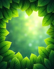 Poster - Green Leaf Frame on a Soft Focus Background