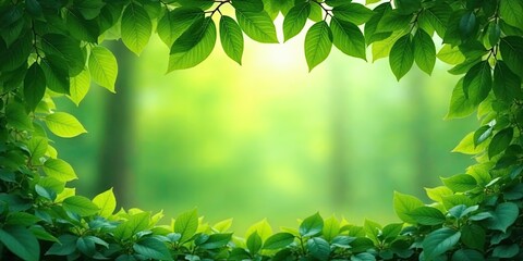 Wall Mural - Green Leaf Frame on a Soft Focus Background