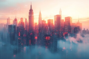 Canvas Print - Cityscape Above the Clouds