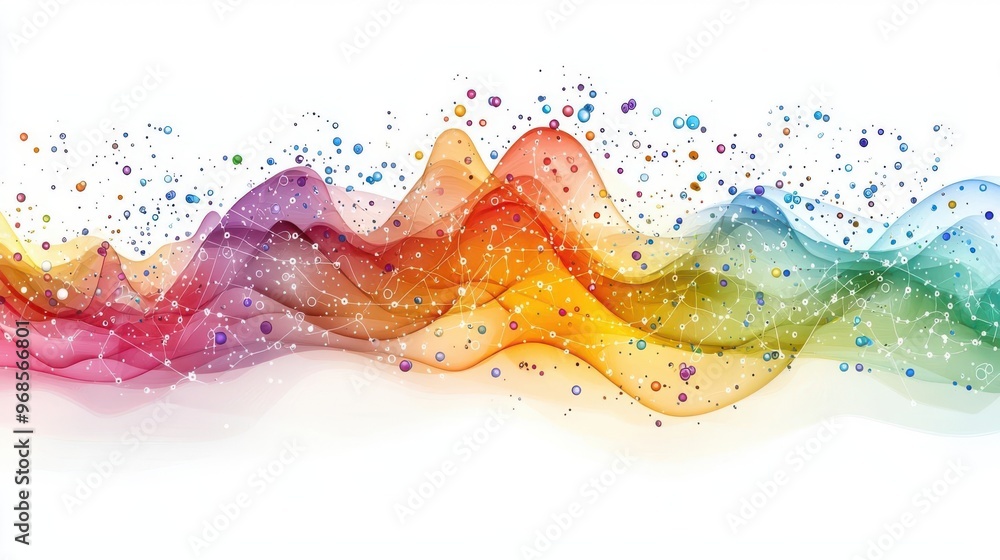 Machine learning algorithm represented visually on an isolated white ...