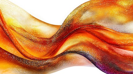 Wall Mural -   An image of waves in shades of orange, yellow, and red on a white background, allowing for text addition