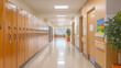 © Studios - High school hallway with lockers Education classroom entrance Hospital office empty building