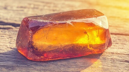 Poster -   A close-up of ice on wood, lit by sunlight from above