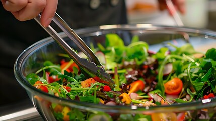 Shareable side salad with tongs