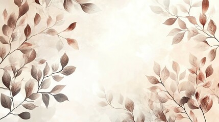 Wall Mural - Watercolor Painting of Brown Leaves on a White Background