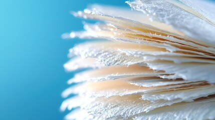 Wall Mural -   Close-up of white flower with water droplets on its petals against a blue sky