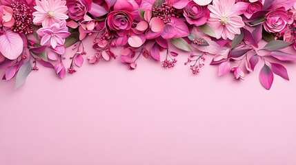 Canvas Print -   Pink flowers on a pink background with space for text/image on a card/brochure