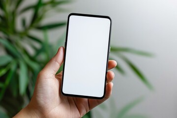 Hand Holding Smartphone Mockup Isolated created with Generative AI
