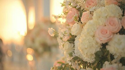 Poster -   A vase brimming with white and pink blossoms sits adjacent to a vase overflowing with pink and white blooms