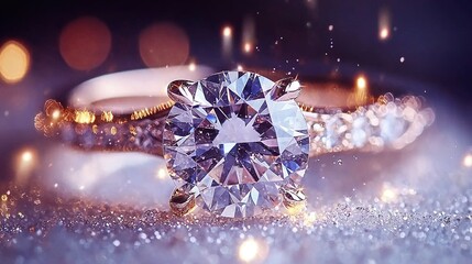 Wall Mural -    a ring with a diamond in its center and a sharp background