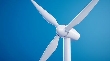 Close-Up of Modern Wind Turbine Against Clear Blue Sky