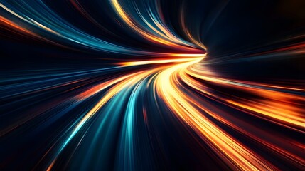 Wall Mural - Modern abstract high-speed light effect. Abstract background with curved beams of light. Technology futuristic dynamic motion. Movement pattern for banner or poster design background concept.