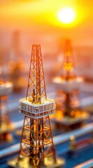 Poster - Oil Rig Silhouette at Sunset.