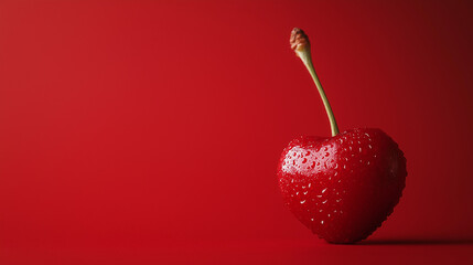 red cherry on a red background