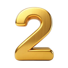 Gold Number 2 isolated on transparent background