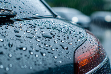 rainy days with raindrops on a car window, rainy weather background