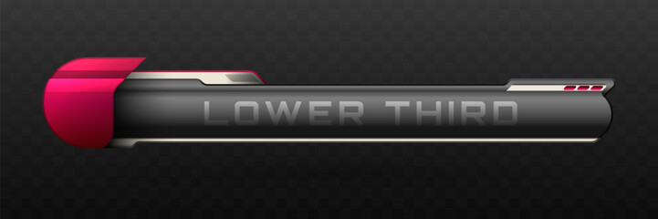 Wall Mural - Lower Third Banner in Metallic Black, Silver and Maroon Color Theme for Video Screen Broadcast Presentation Titles