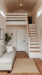 Cozy minimalist tiny house interior